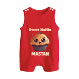 Sweet Muffin Personalized Button Romper - RED - New Born (Chest 18")