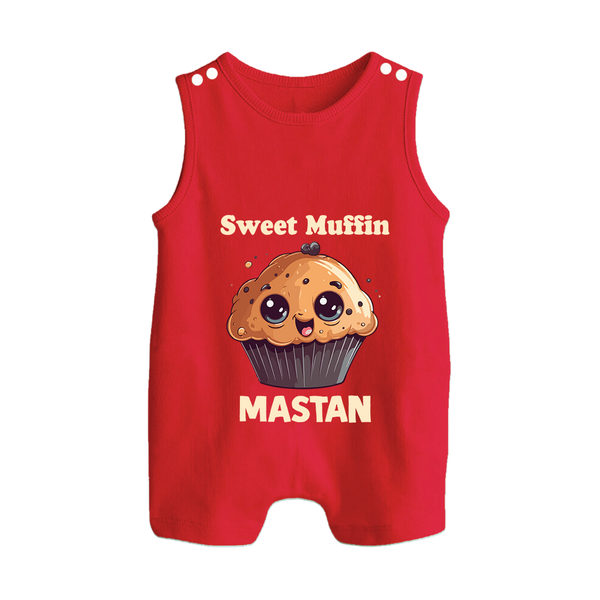 Sweet Muffin Personalized Button Romper - RED - New Born (Chest 18")
