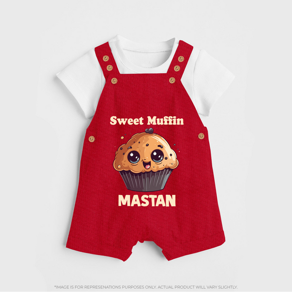 Sweet Muffin Personalized Dungaree - RED - 0 - 5 Months Old (Chest 18")
