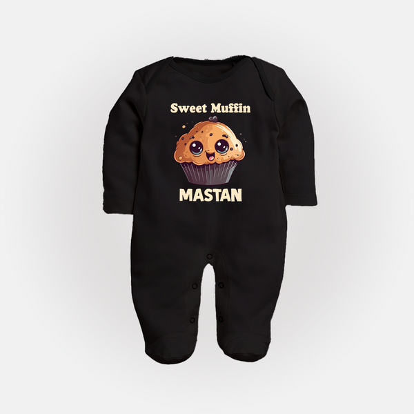 Sweet Muffin Personalized Full body suit - BLACK - New Born (Chest 7.5")