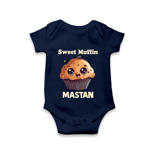 Sweet Muffin Personalized Baby Romper - NAVY BLUE - New Born (Chest 14")
