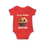 Sweet Muffin Personalized Baby Romper - RED - New Born (Chest 14")