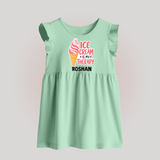 Ice Cream Is My Therapy Baby Frock - MINT GREEN - 0 - 3 Months Old (Chest 17")