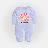 Ice Cream Is My Therapy Full body suit - BABY BLUE - New Born (Chest 7.5")