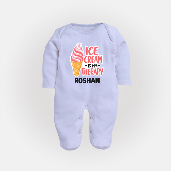 Ice Cream Is My Therapy Full body suit - BABY BLUE - New Born (Chest 7.5")