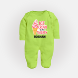 Ice Cream Is My Therapy Full body suit - LIME GREEN - New Born (Chest 7.5")