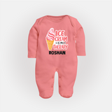 Ice Cream Is My Therapy Full body suit - PEACH - New Born (Chest 7.5")