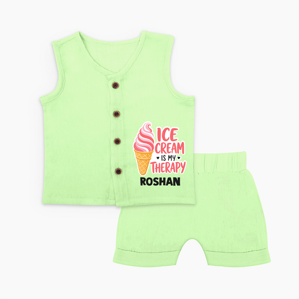 Ice Cream Is My Therapy Baby Jabla Set - PASTEL GREEN - 0 - 3 Months Old (Chest 9.8")