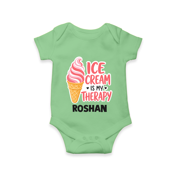 Ice Cream Is My Therapy Baby Romper - GREEN - New Born (Chest 14")