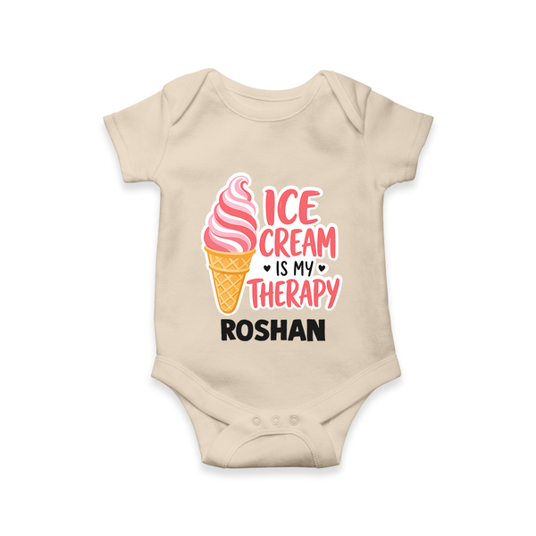 Ice Cream Is My Therapy Baby Romper - IVORY - New Born (Chest 14")