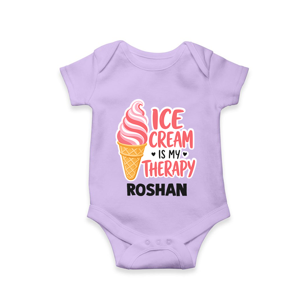 Ice Cream Is My Therapy Baby Romper - LILAC - New Born (Chest 14")