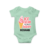Ice Cream Is My Therapy Baby Romper - MINT GREEN - New Born (Chest 14")