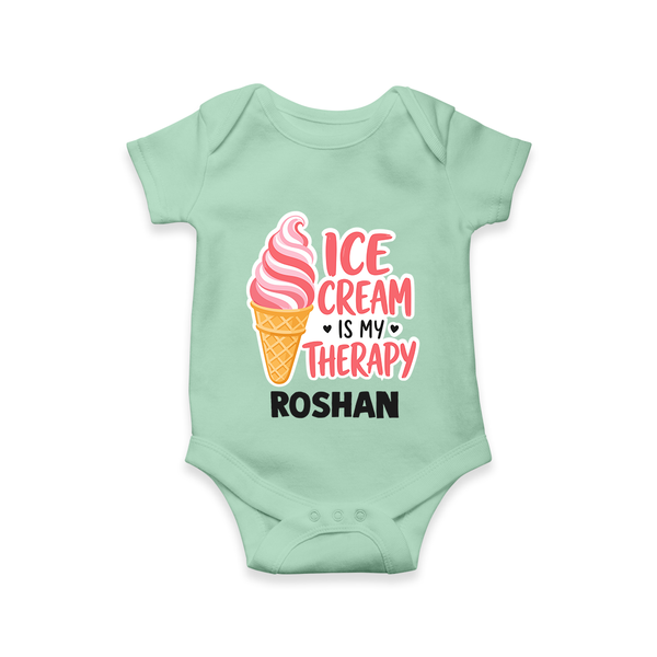 Ice Cream Is My Therapy Baby Romper - MINT GREEN - New Born (Chest 14")