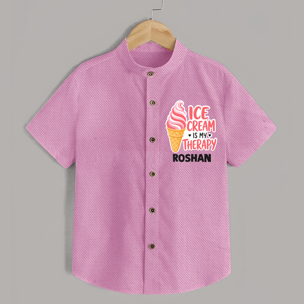 Ice Cream Is My Therapy Shirt - BABY PINK - 0 - 6 Months Old (Chest 23")