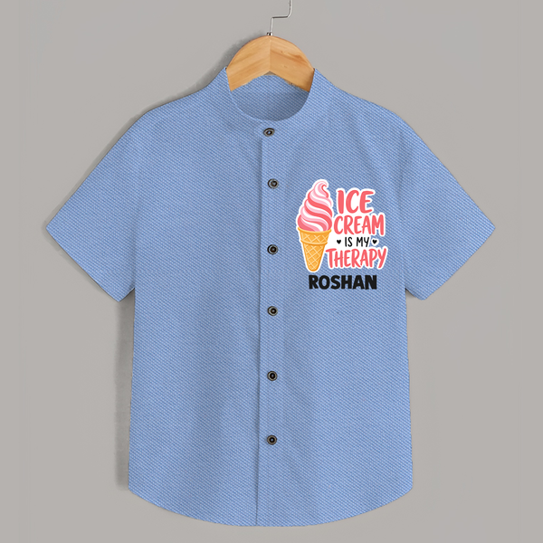 Ice Cream Is My Therapy Shirt - SKY BLUE - 0 - 6 Months Old (Chest 23")