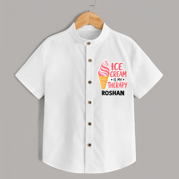Ice Cream Is My Therapy Shirt - WHITE - 0 - 6 Months Old (Chest 23")