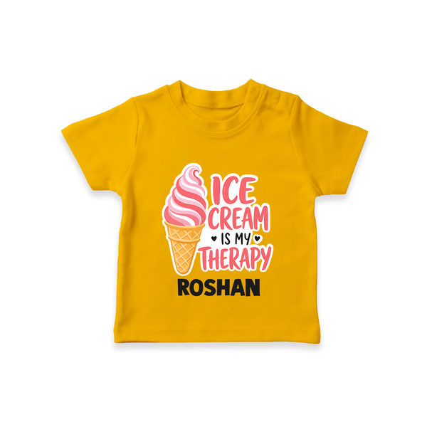 Ice Cream Is My Therapy Tshirt - CHROME YELLOW - 0-5 Months Old (Chest 17")