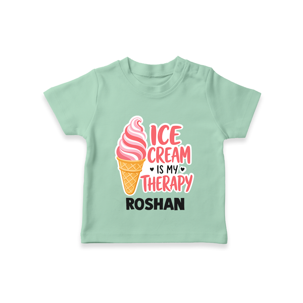 Ice Cream Is My Therapy Tshirt - MINT GREEN - 0-5 Months Old (Chest 17")