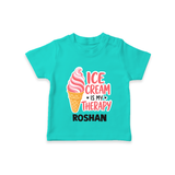 Ice Cream Is My Therapy Tshirt - TEAL - 0-5 Months Old (Chest 17")