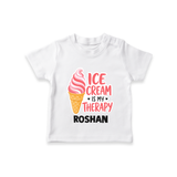 Ice Cream Is My Therapy Tshirt - WHITE - 0-5 Months Old (Chest 17")