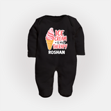 Ice Cream Is My Therapy Full body suit - BLACK - New Born (Chest 7.5")