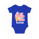 Ice Cream Is My Therapy Baby Romper - COBALT BLUE - New Born (Chest 14")