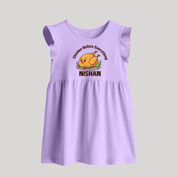 Chicken Lover Baby Frock - LILAC - 0 - 3 Months Old (Chest 17")