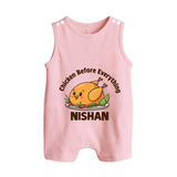 Chicken Lover Button Romper - BABY PINK - New Born (Chest 18")