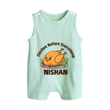 Chicken Lover Button Romper - MINT GREEN - New Born (Chest 18")