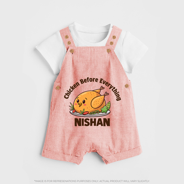Chicken Lover Dungaree - PEACH - 0 - 5 Months Old (Chest 18")