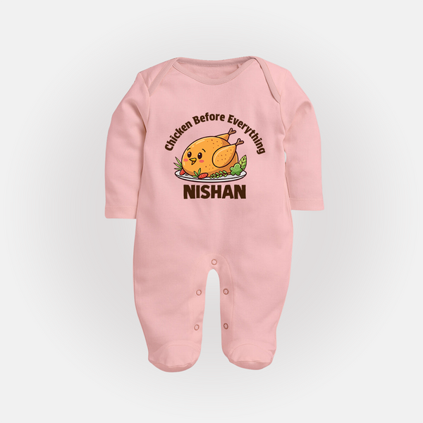 Chicken Lover Full body suit - BABY PINK - New Born (Chest 7.5")