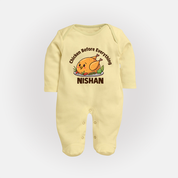 Chicken Lover Full body suit - PASTEL YELLOW - New Born (Chest 7.5")