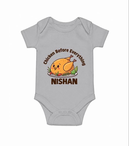 Chicken Lover Baby Romper - GREY - New Born (Chest 14")