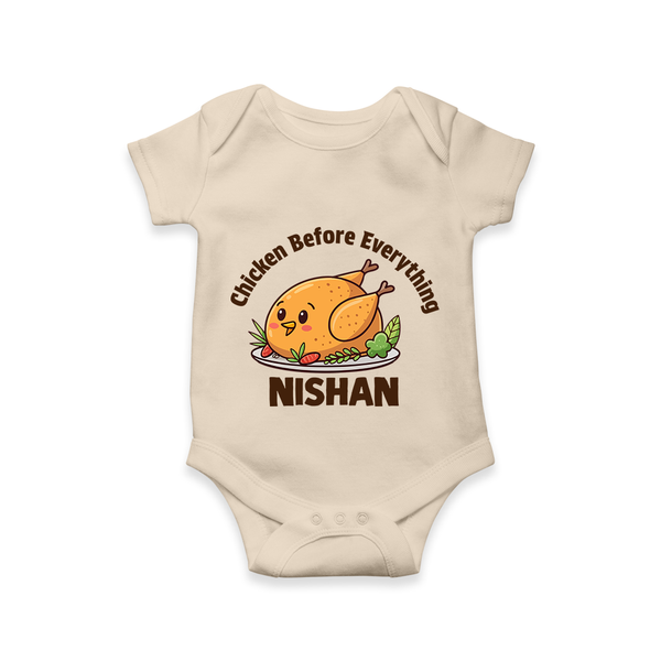 Chicken Lover Baby Romper - IVORY - New Born (Chest 14")