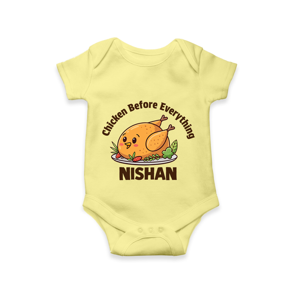 Chicken Lover Baby Romper - PASTEL YELLOW - New Born (Chest 14")