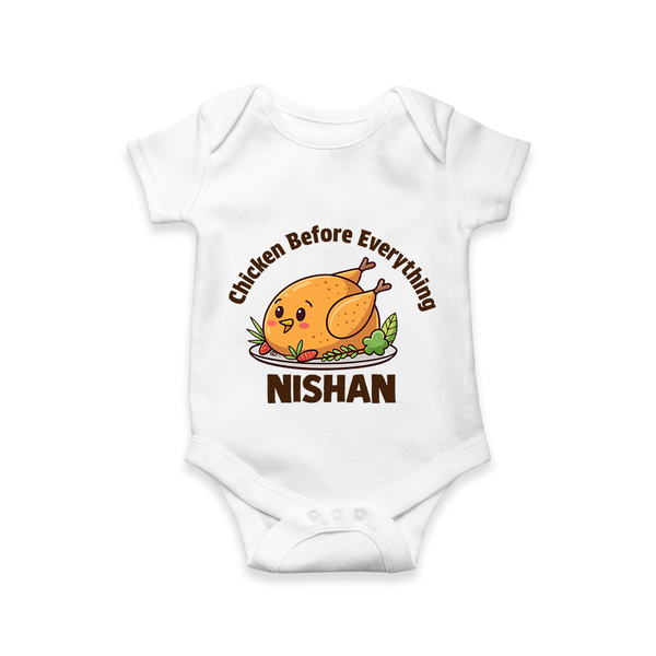 Chicken Lover Baby Romper - WHITE - New Born (Chest 14")