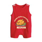 Chicken Lover Button Romper - RED - New Born (Chest 18")