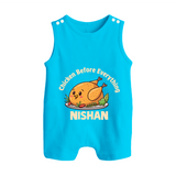 Chicken Lover Button Romper - SKY BLUE - New Born (Chest 18")