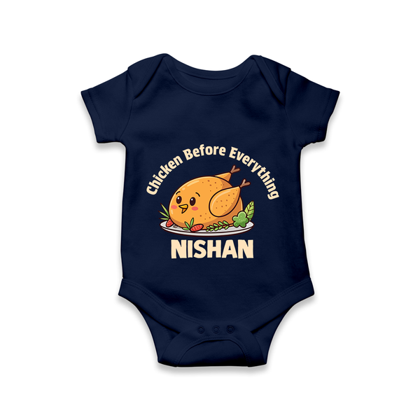 Chicken Lover Baby Romper - NAVY BLUE - New Born (Chest 14")