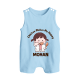 Happy Chicken Lover Button Romper - BABY BLUE - New Born (Chest 18")