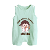 Happy Chicken Lover Button Romper - MINT GREEN - New Born (Chest 18")
