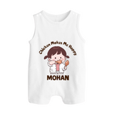Happy Chicken Lover Button Romper - WHITE - New Born (Chest 18")