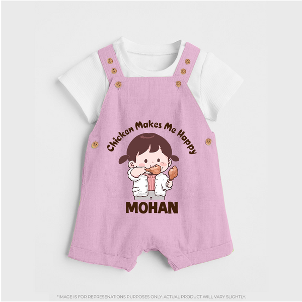 Happy Chicken Lover Dungaree - BABY PINK - 0 - 5 Months Old (Chest 18")