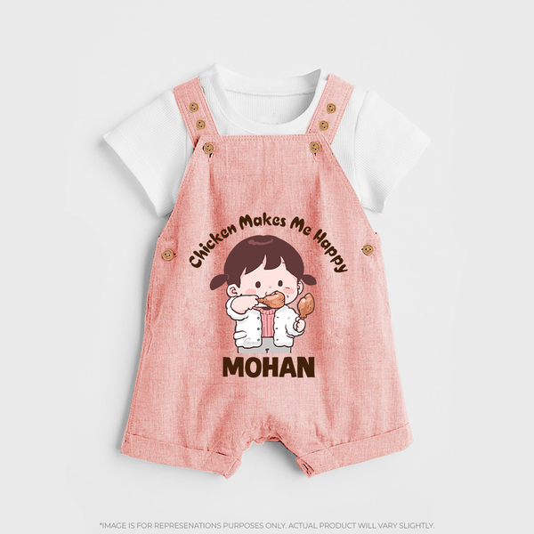 Happy Chicken Lover Dungaree - PEACH - 0 - 5 Months Old (Chest 18")