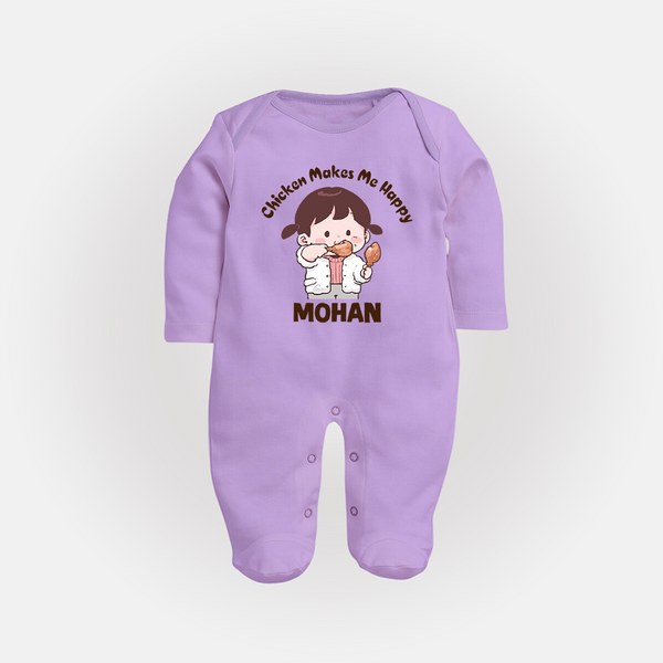 Happy Chicken Lover Full body suit - LILAC - New Born (Chest 7.5")