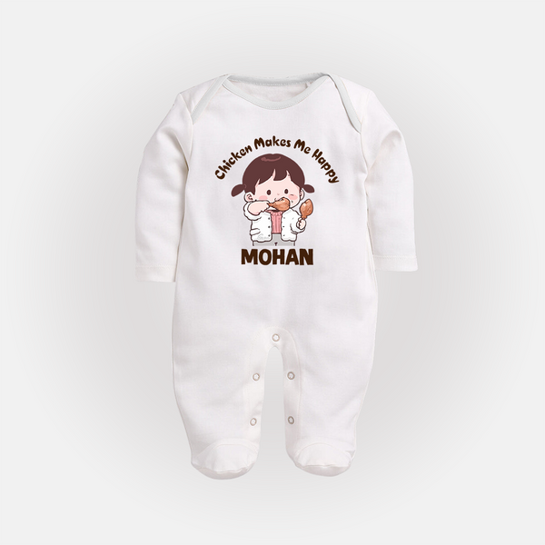 Happy Chicken Lover Full body suit - WHITE - New Born (Chest 7.5")