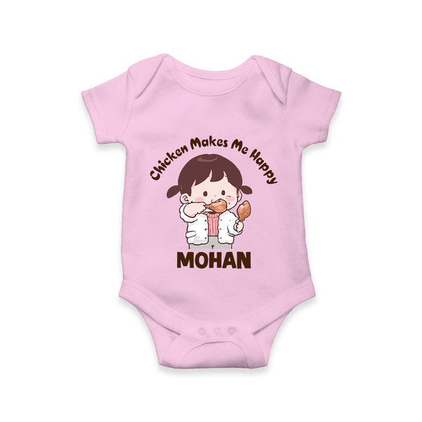Happy Chicken Lover Baby Romper - BABY PINK - New Born (Chest 14")