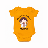 Happy Chicken Lover Baby Romper - CHROME YELLOW - New Born (Chest 14")