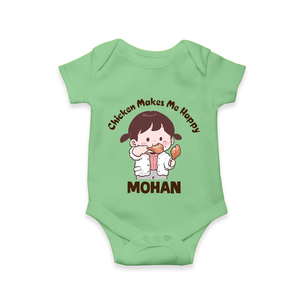Happy Chicken Lover Baby Romper - GREEN - New Born (Chest 14")