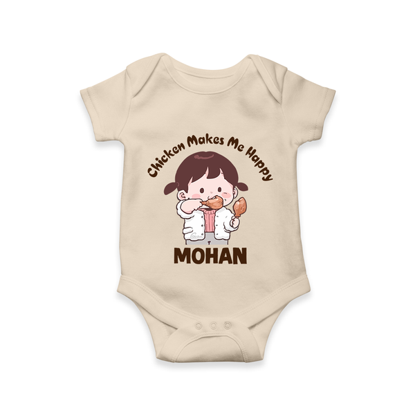 Happy Chicken Lover Baby Romper - IVORY - New Born (Chest 14")
